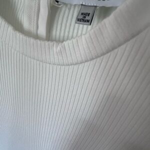 Ribbed White Crewneck Bodysuit